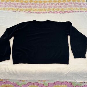 Elegant Cashmere  V-Neck Black Sweater for Men XL